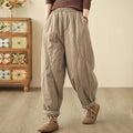 Nimara Ritual Winter Plain High Waist Women's Harem Thermal Elastic Waist Pants With Pockets