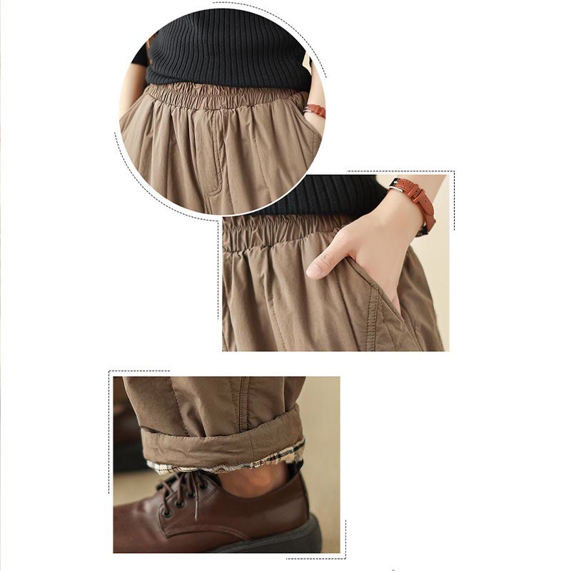 Nimara Ritual Winter Plain High Waist Women's Harem Thermal Elastic Waist Pants With Pockets
