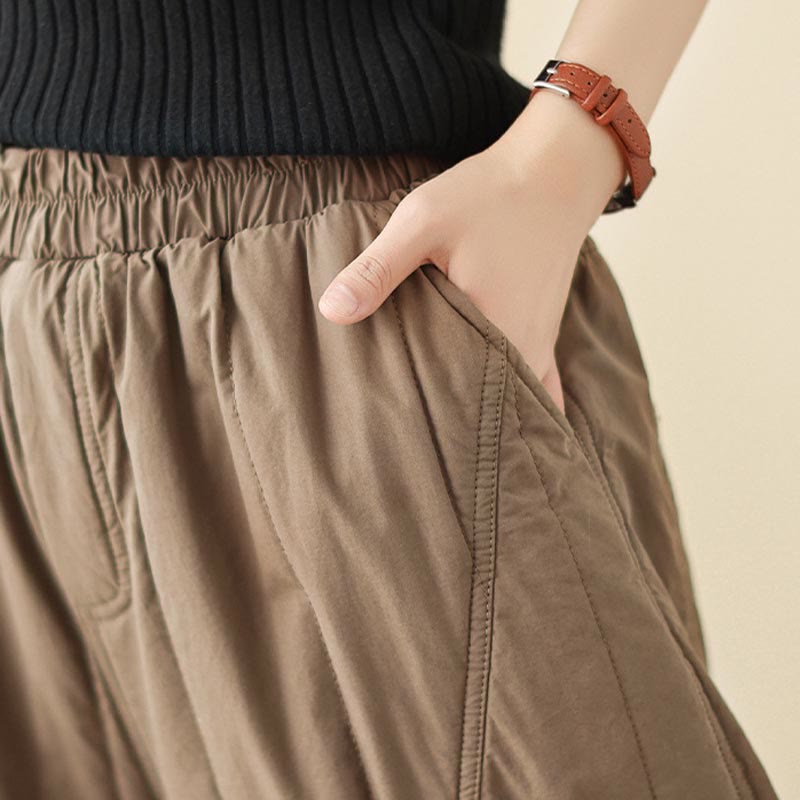 Nimara Ritual Winter Plain High Waist Women's Harem Thermal Elastic Waist Pants With Pockets