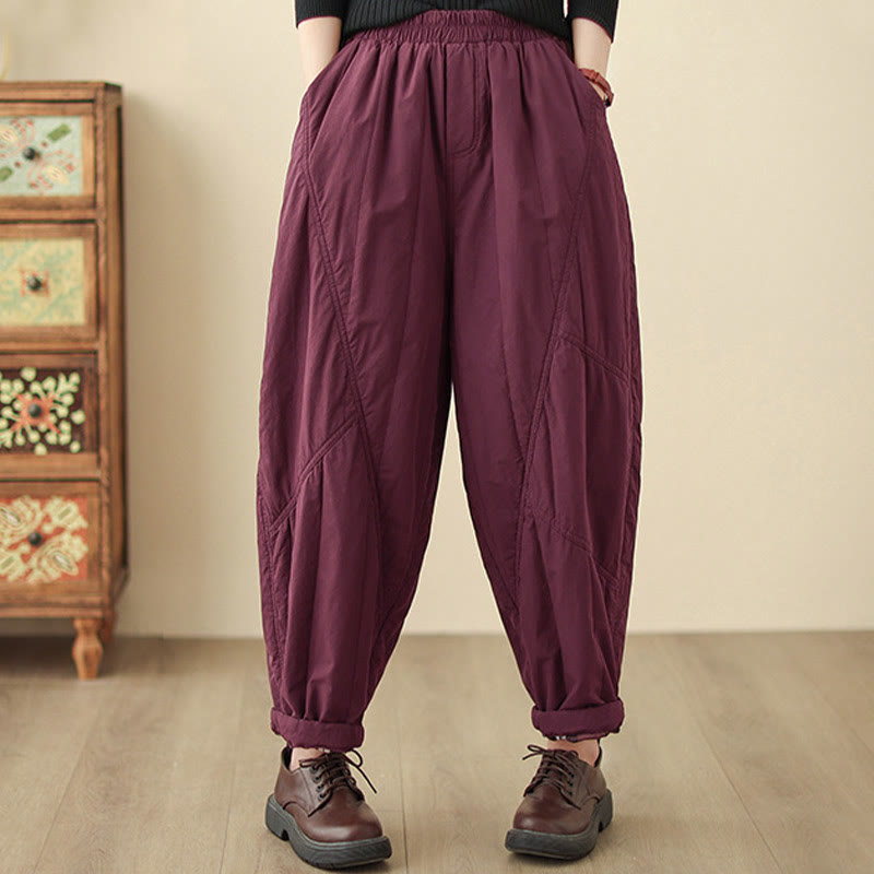 Nimara Ritual Winter Plain High Waist Women's Harem Thermal Elastic Waist Pants With Pockets