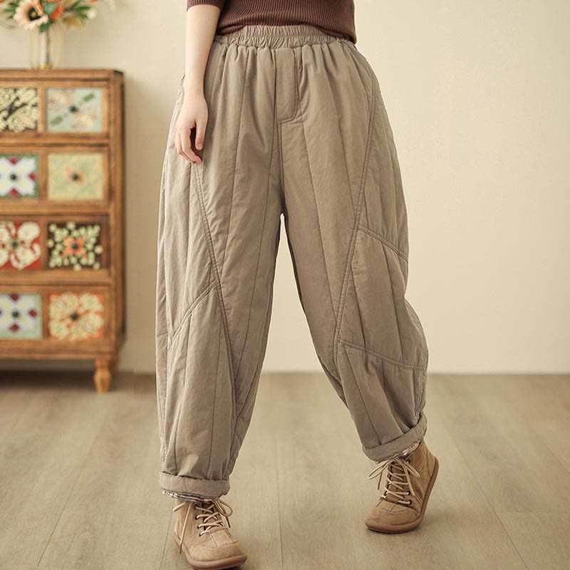 Nimara Ritual Winter Plain High Waist Women's Harem Thermal Elastic Waist Pants With Pockets