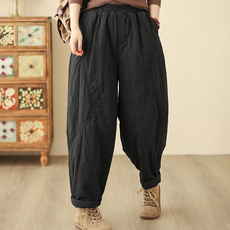 Nimara Ritual Winter Plain High Waist Women's Harem Thermal Elastic Waist Pants With Pockets