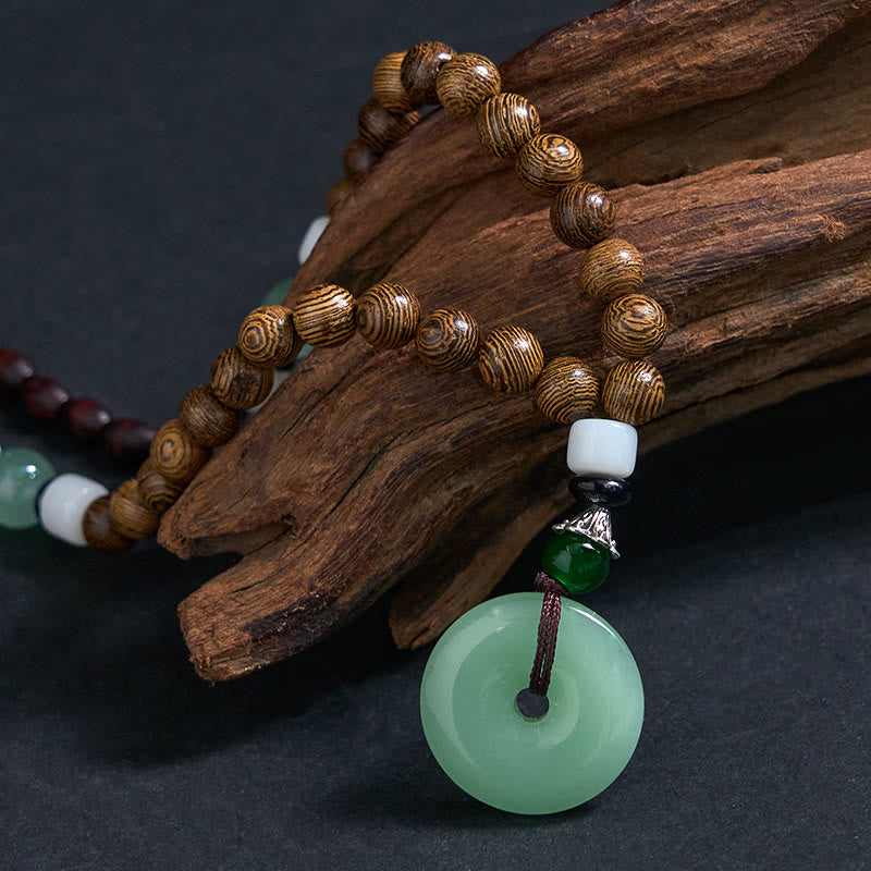Nimara Ritual Wenge Wood Peace Buckle Balance Tranquility Pendant Necklace