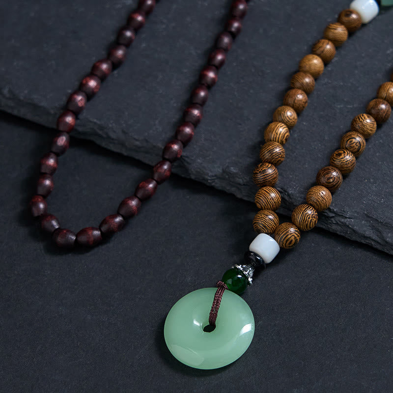 Nimara Ritual Wenge Wood Peace Buckle Balance Tranquility Pendant Necklace