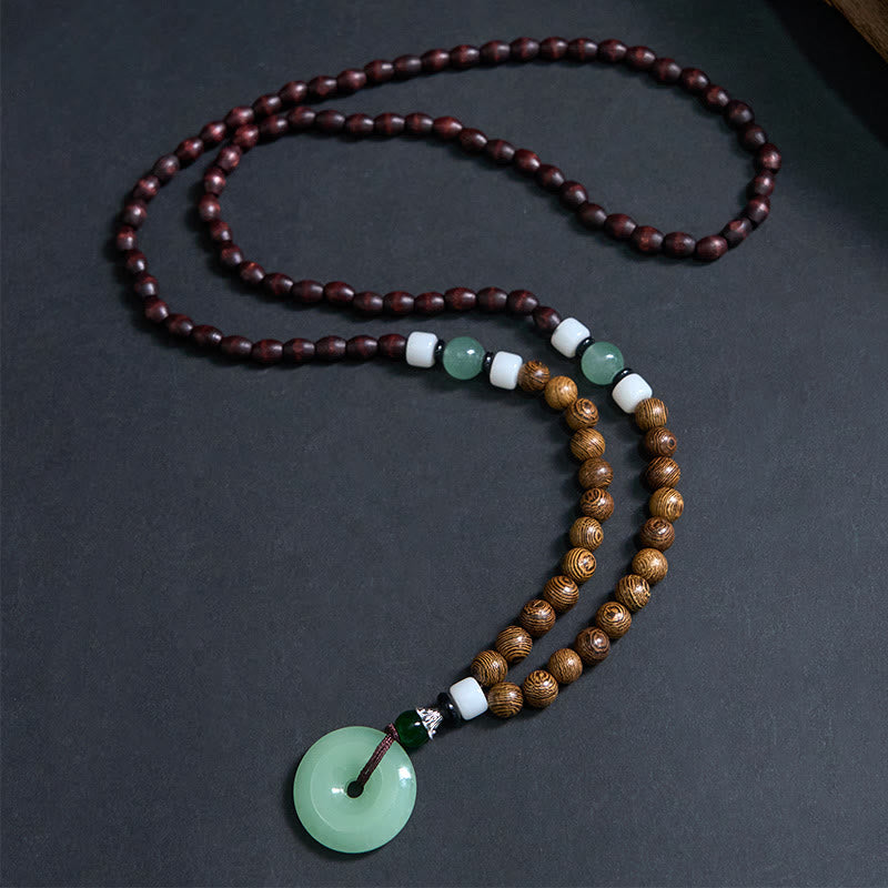 Nimara Ritual Wenge Wood Peace Buckle Balance Tranquility Pendant Necklace