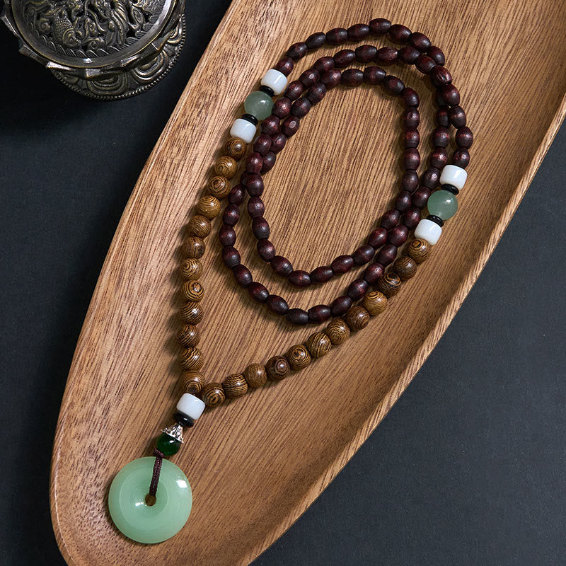 Nimara Ritual Wenge Wood Peace Buckle Balance Tranquility Pendant Necklace