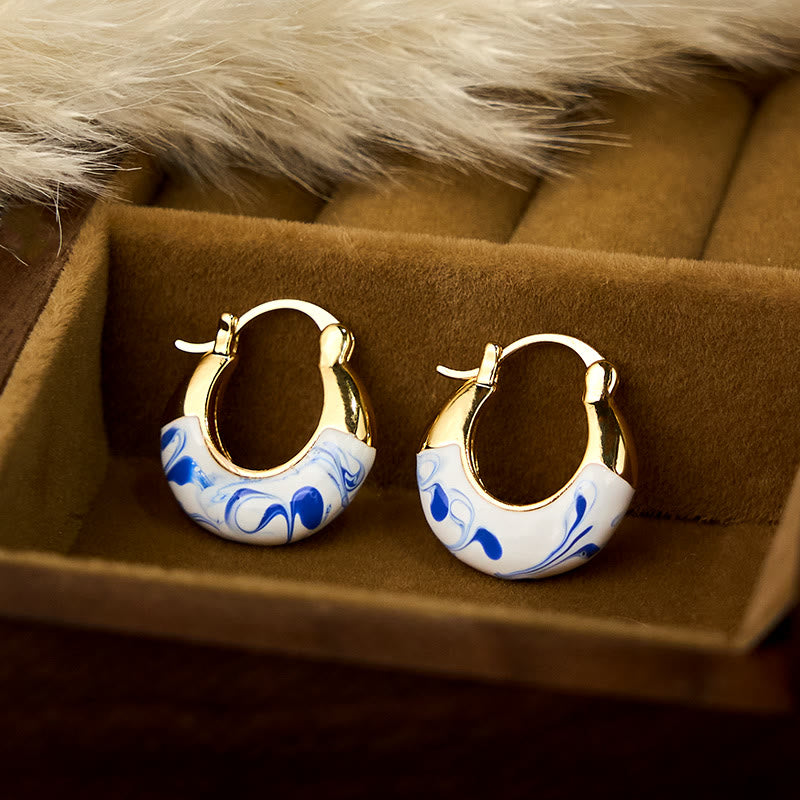 Nimara Ritual Copper Plated 18k Gold Enamel Glaze Healing Luck U-shaped Earrings