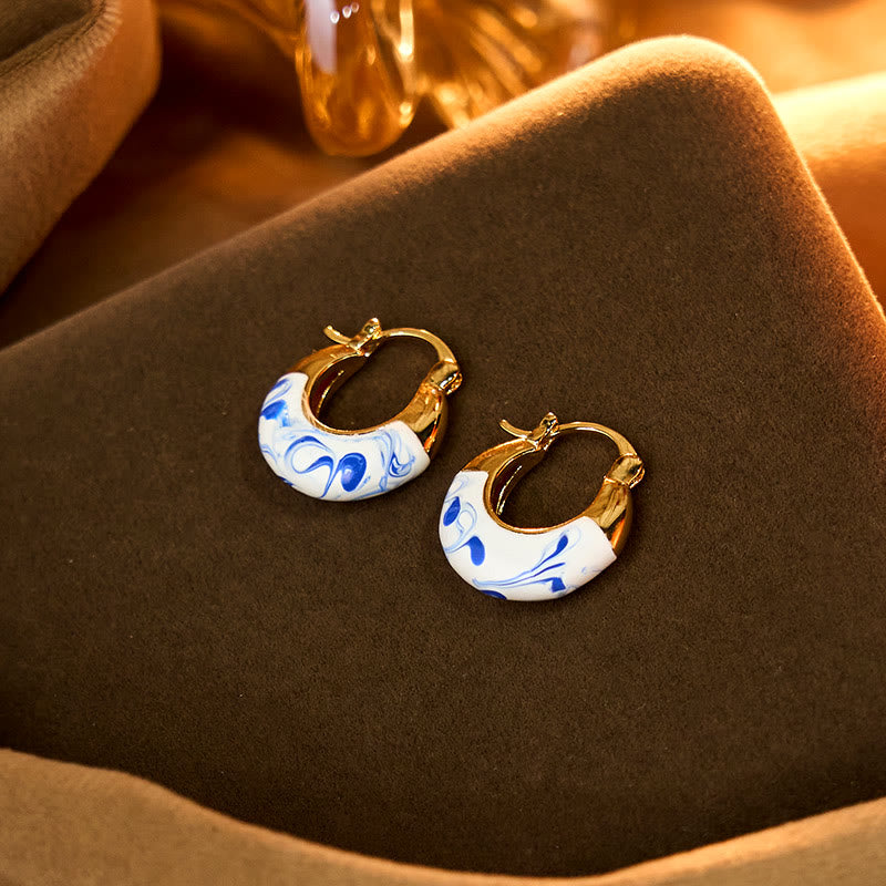 Nimara Ritual Copper Plated 18k Gold Enamel Glaze Healing Luck U-shaped Earrings