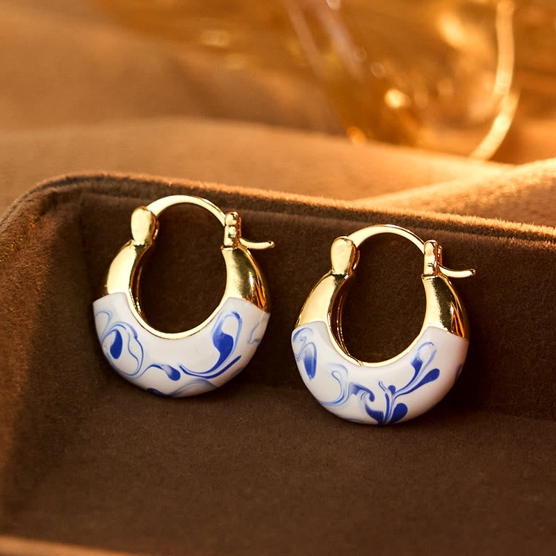 Nimara Ritual Copper Plated 18k Gold Enamel Glaze Healing Luck U-shaped Earrings