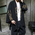 Nimara Ritual Dragon Phoenix Open Front Long Sleeve Jacket Men's Cotton Kimono
