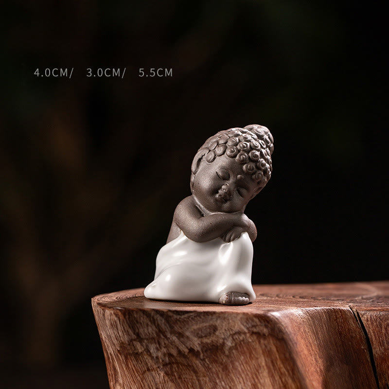 Nimara Ritual Prayer Meditation Resting Monk Ceramic Statue Serenity Home Decoration