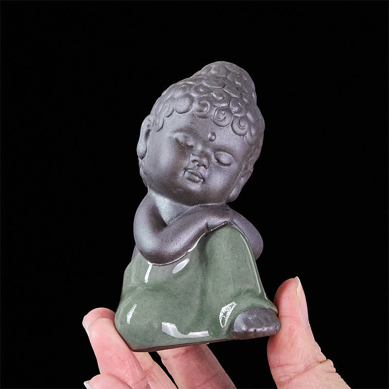 Nimara Ritual Prayer Meditation Resting Monk Ceramic Statue Serenity Home Decoration