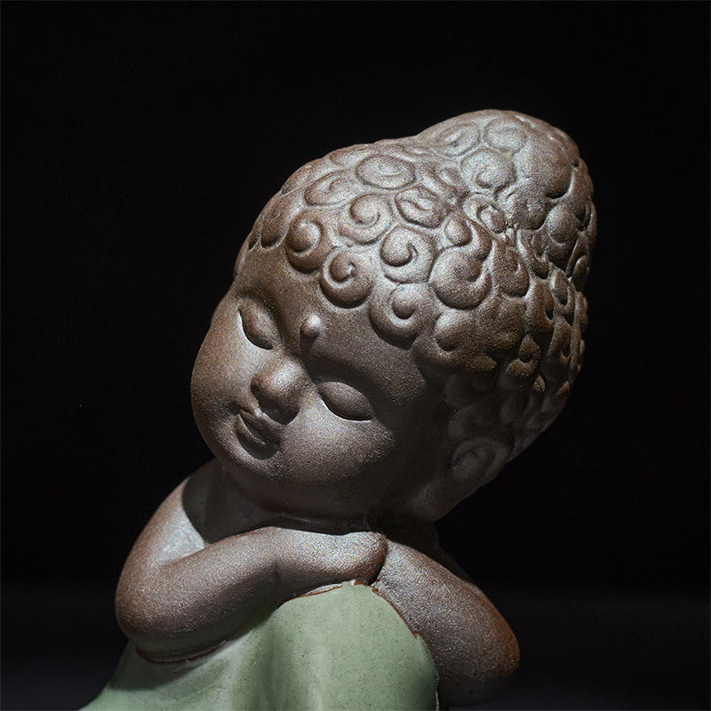 Nimara Ritual Prayer Meditation Resting Monk Ceramic Statue Serenity Home Decoration