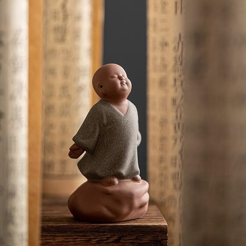 Nimara Ritual Looking Up Resting Monk Ceramic Statue Compassion Home Decoration