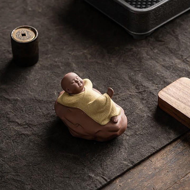 Nimara Ritual Looking Up Resting Monk Ceramic Statue Compassion Home Decoration