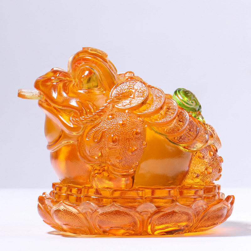 Nimara Ritual Feng Shui Frog Coins Handmade Liuli Crystal Art Piece Wealth Home Office Decoration