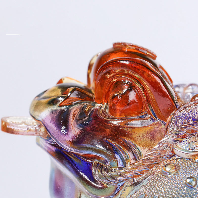 Nimara Ritual Feng Shui Frog Coins Handmade Liuli Crystal Art Piece Wealth Home Office Decoration