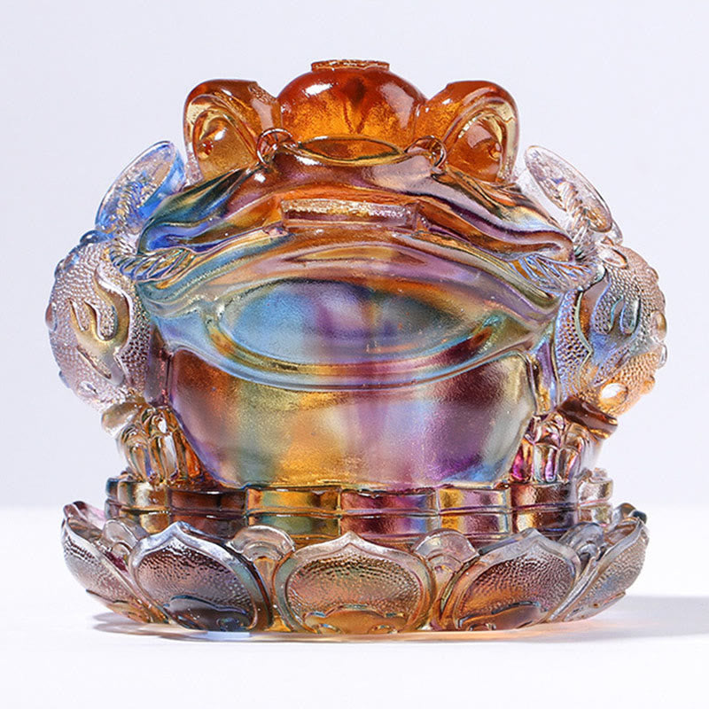 Nimara Ritual Feng Shui Frog Coins Handmade Liuli Crystal Art Piece Wealth Home Office Decoration