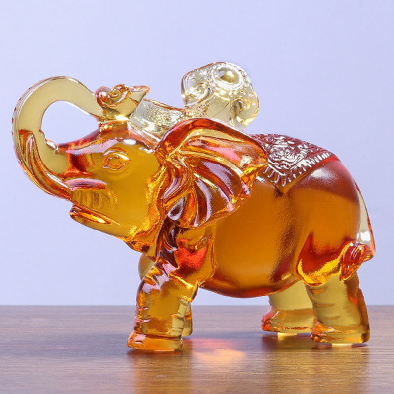 Nimara Ritual Yellow Liuli Crystal Elephant Trunk Up Down Design Strength Home Decoration