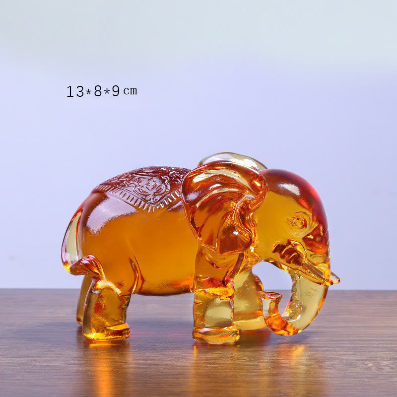 Nimara Ritual Yellow Liuli Crystal Elephant Trunk Up Down Design Strength Home Decoration