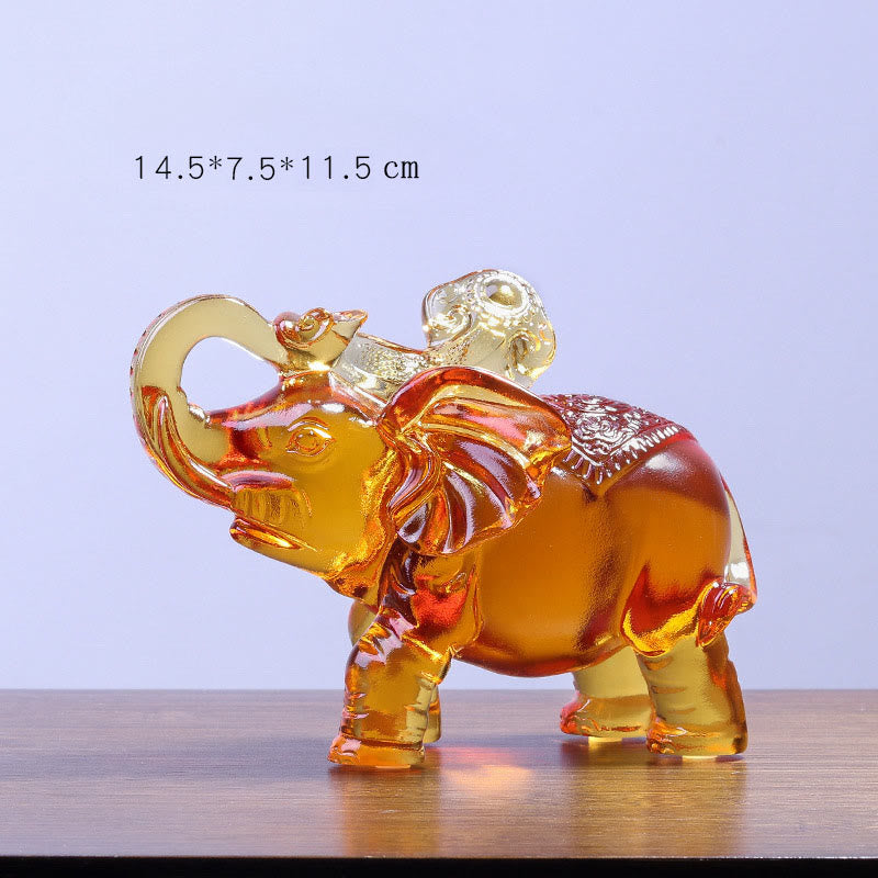 Nimara Ritual Yellow Liuli Crystal Elephant Trunk Up Down Design Strength Home Decoration