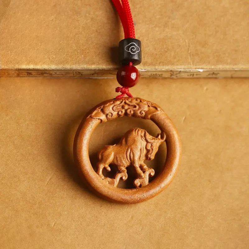 Ward Off Evil Spirits Peach Wood Chinese Zodiac Year Of The Horse Necklace Pendants