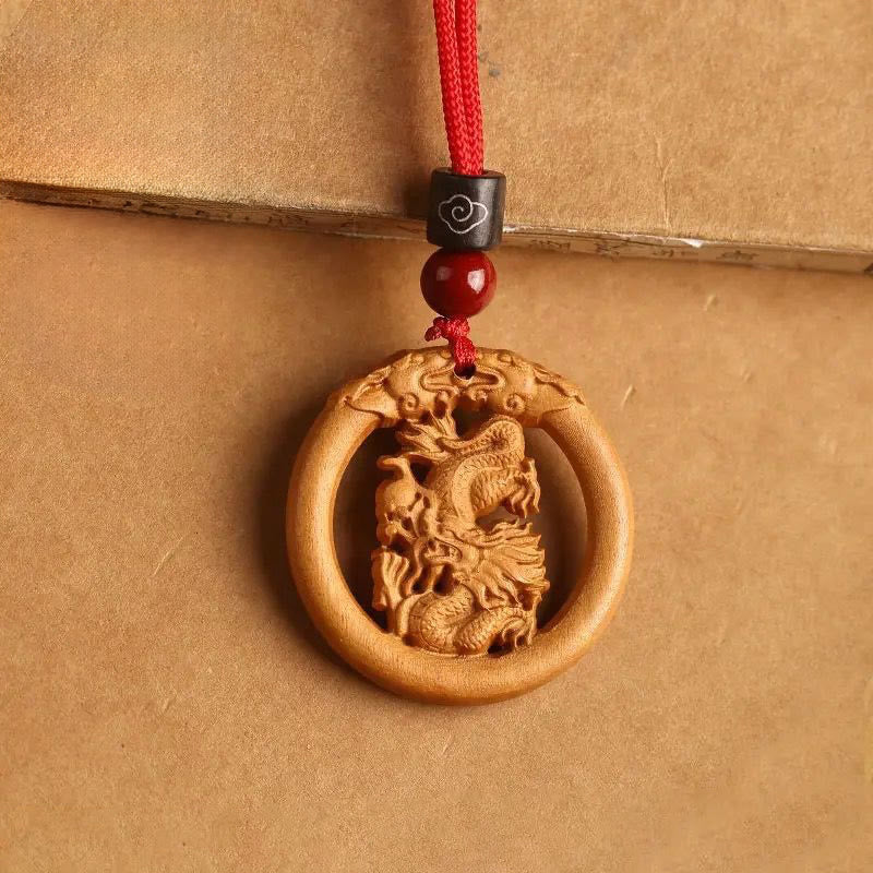 Ward Off Evil Spirits Peach Wood Chinese Zodiac Year Of The Horse Necklace Pendants