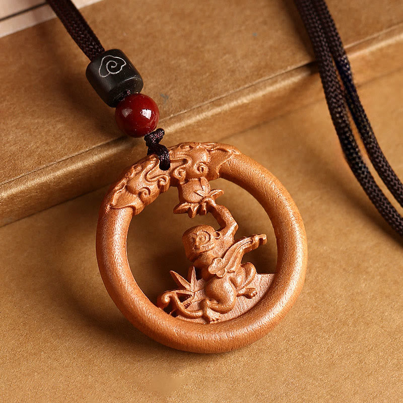 Nimara Ritual Peach Wood Chinese Zodiac Year Of The Horse Ward Off Evil Spirits Necklace Pendants