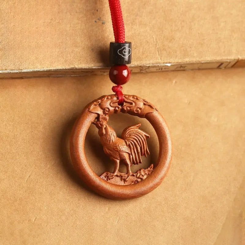 Ward Off Evil Spirits Peach Wood Chinese Zodiac Year Of The Horse Necklace Pendants