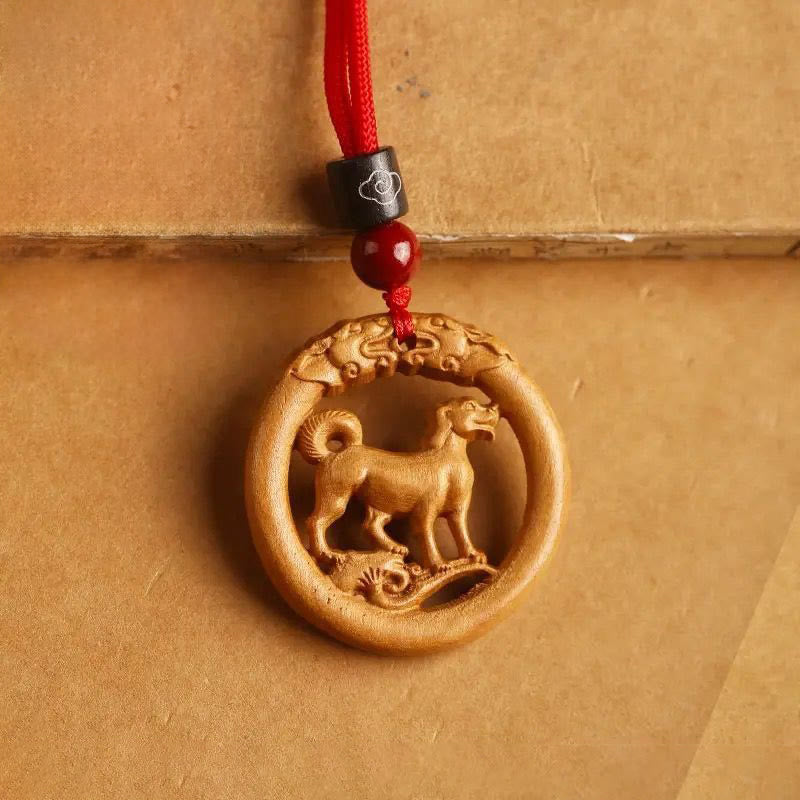 Ward Off Evil Spirits Peach Wood Chinese Zodiac Year Of The Horse Necklace Pendants