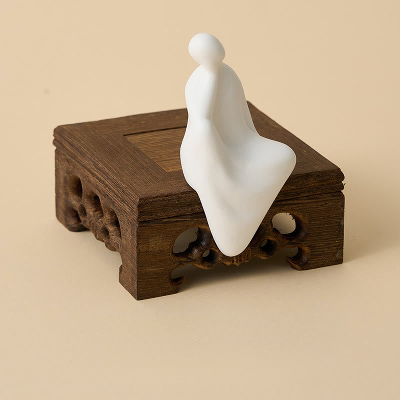 Nimara Ritual Formless Buddha Ceramics Wenge Wood Desk Serenity Decoration