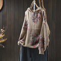Nimara Ritual Women's Knitted Floral Long Sleeve Hooded Sweater