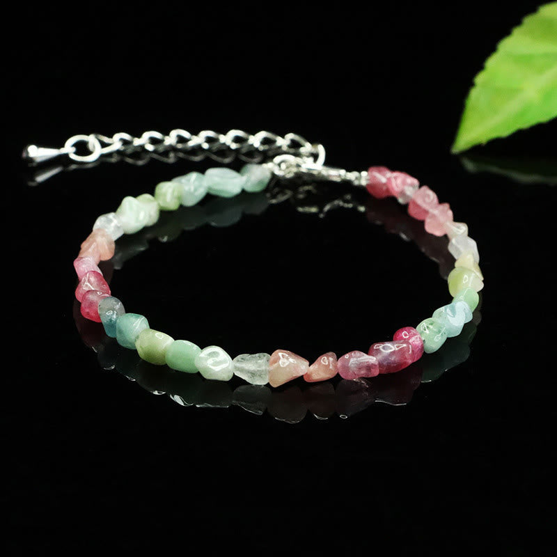 Nimara Ritual 4mm Ultra-thin Tourmaline Irregular Beads Positive Chain Bracelet