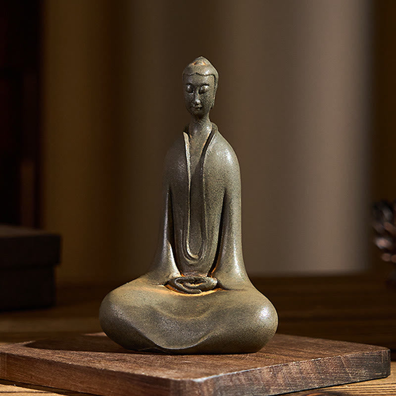 Nimara Ritual Handmade Sakyamuni Buddha Iron Powder Rust Cast Resin Statue Home Decoration