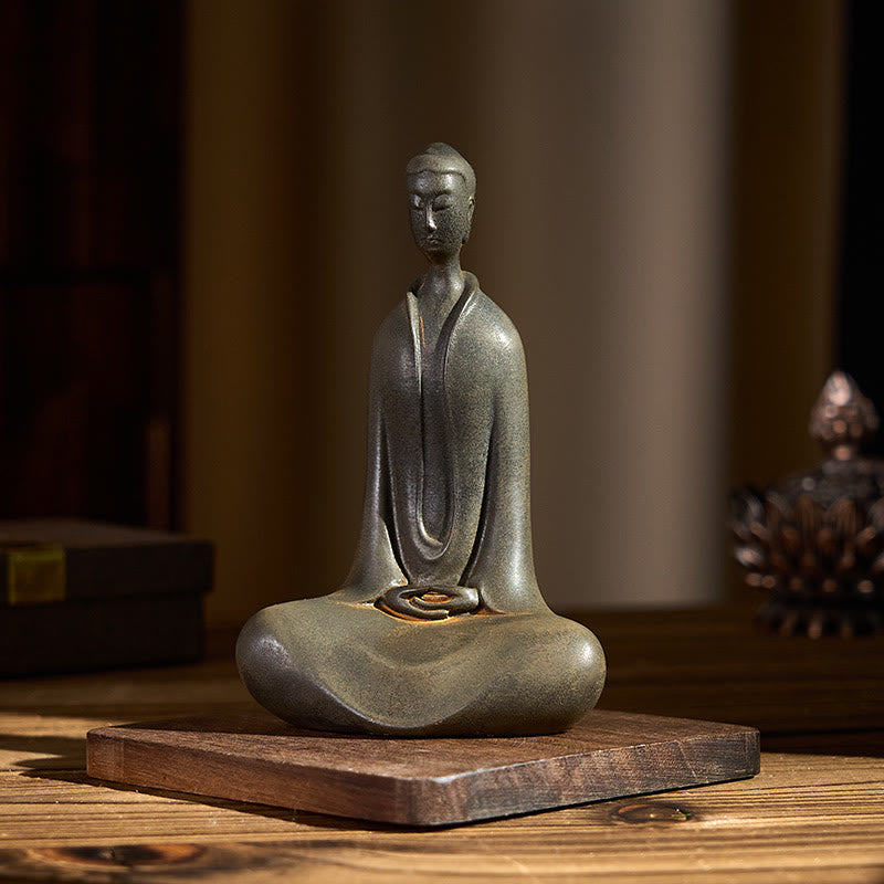 Nimara Ritual Handmade Sakyamuni Buddha Iron Powder Rust Cast Resin Statue Home Decoration