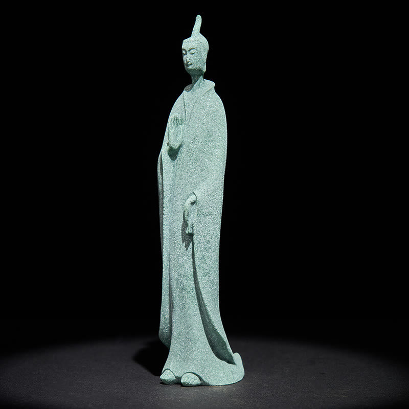 Nimara Ritual Meditation Buddha Standing Statue Sandstone Home Decoration 3.8*6.5*17cm