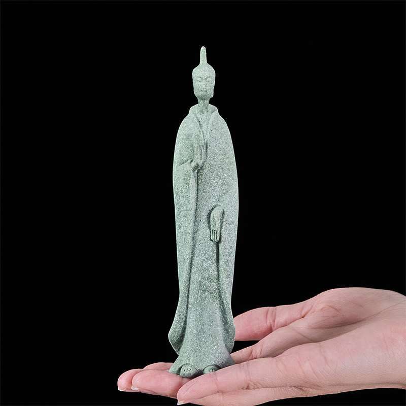 Nimara Ritual Meditation Buddha Standing Statue Sandstone Home Decoration 3.8*6.5*17cm