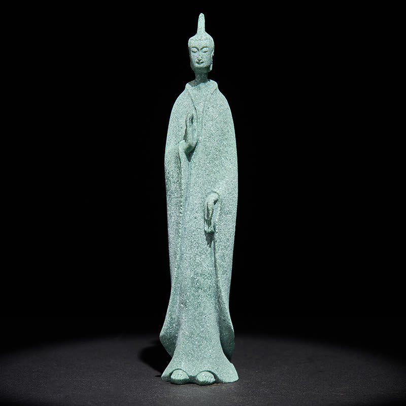 Nimara Ritual Meditation Buddha Standing Statue Sandstone Home Decoration 3.8*6.5*17cm