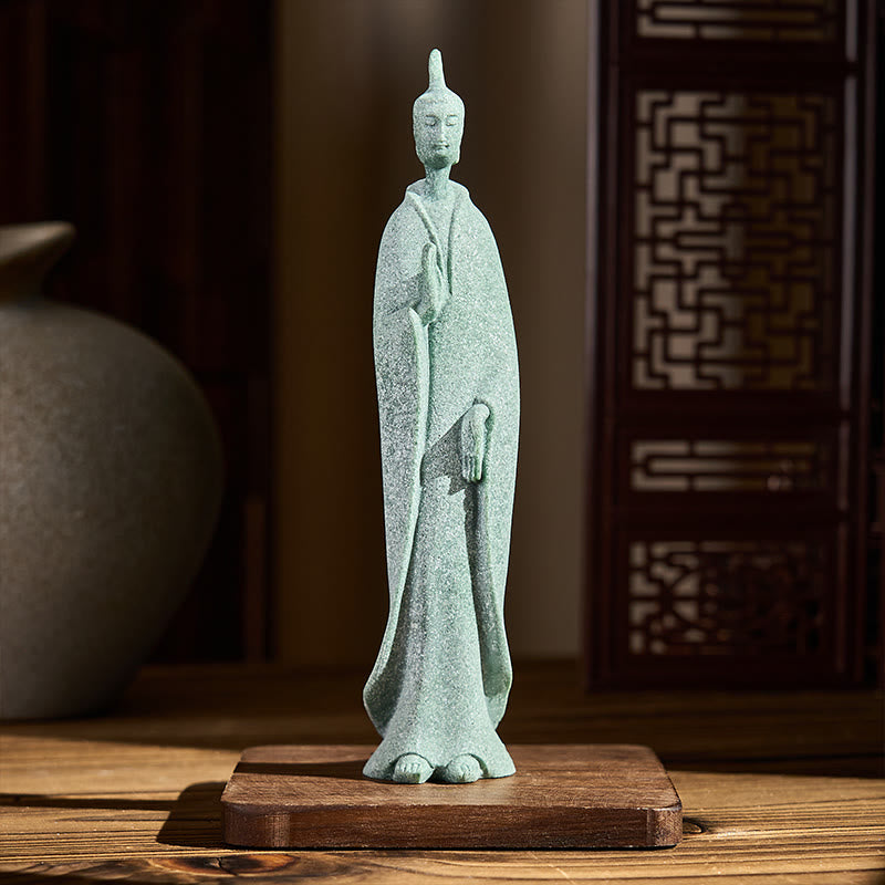 Nimara Ritual Meditation Buddha Standing Statue Sandstone Home Decoration 3.8*6.5*17cm