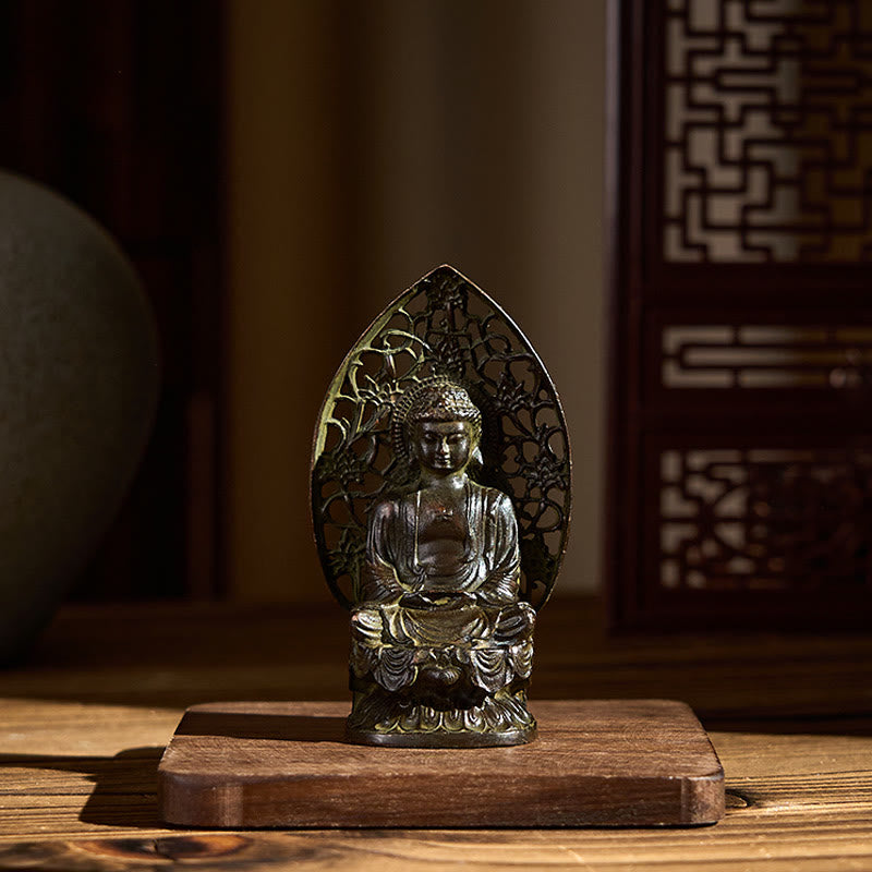 Nimara Ritual Tathagata Buddha Alloy Statue Zen Home Decoration 9*4.5 cm