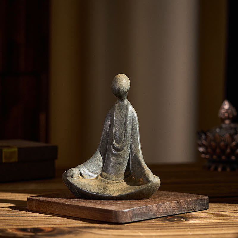 Nimara Ritual Handmade Sitting Formless Buddha Iron Powder Rust Cast Resin Statue Decoration