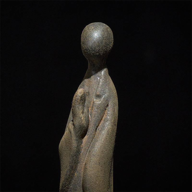 Nimara Ritual Handmade Standing Formless Buddha Iron Powder Rust Cast Resin Statue Decoration