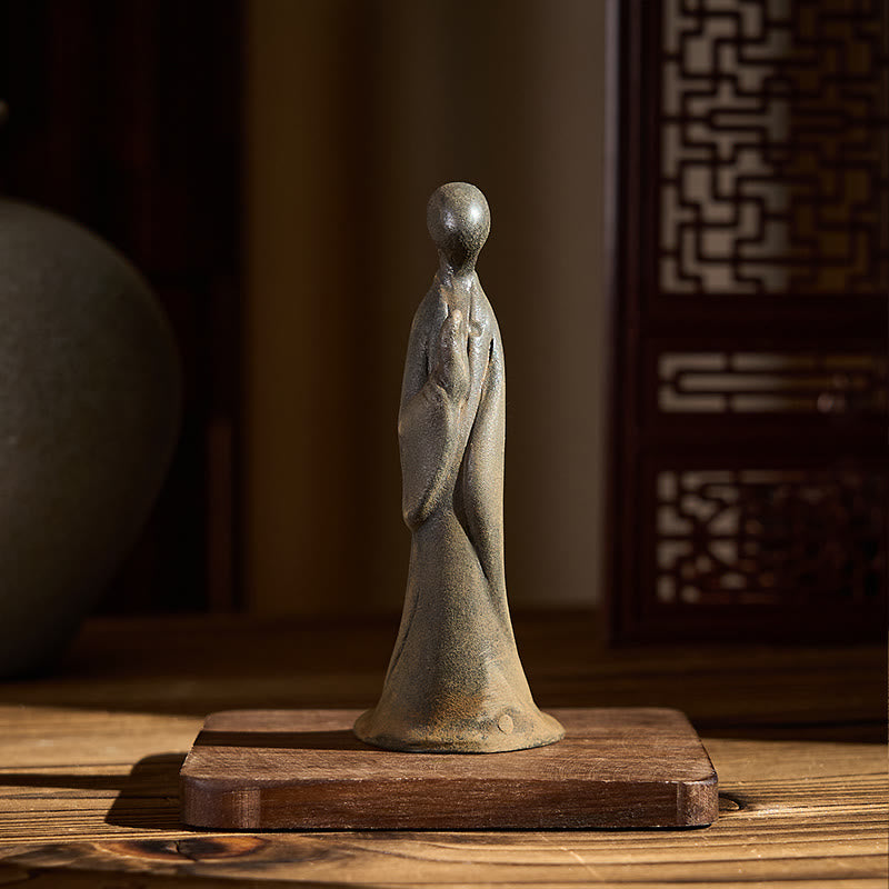 Nimara Ritual Handmade Standing Formless Buddha Iron Powder Rust Cast Resin Statue Decoration