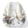 Nimara Ritual Jacquard Ethnic Long Sleeve Men's Knitted Sweater With Pockets