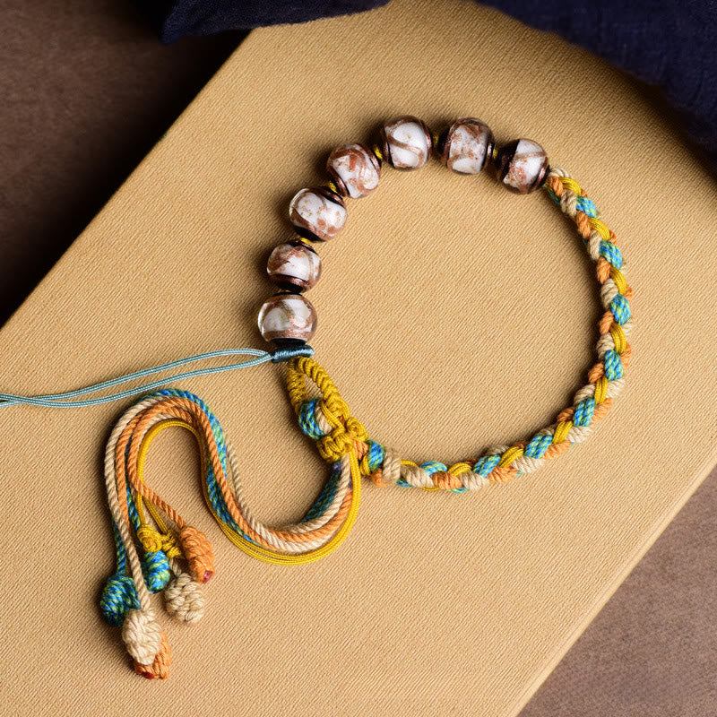 Nimara Ritual Tibet Liuli Glass Wishing Health And Safety String Bracelet