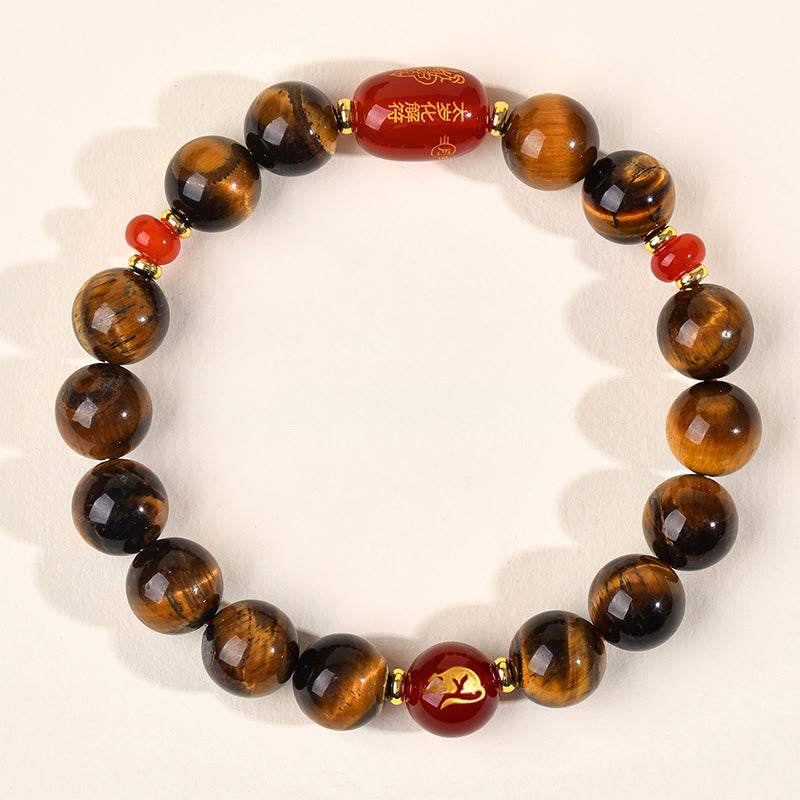 Nimara Ritual 12 Chinese Zodiac Natural Tiger Eye Red Agate Protection Bracelet