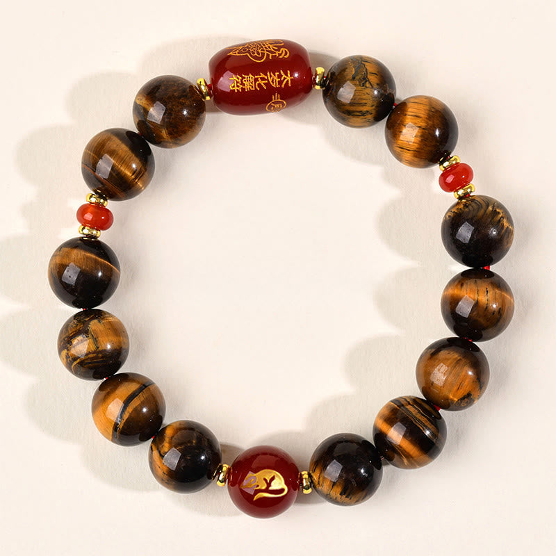 Nimara Ritual 12 Chinese Zodiac Natural Tiger Eye Red Agate Protection Bracelet