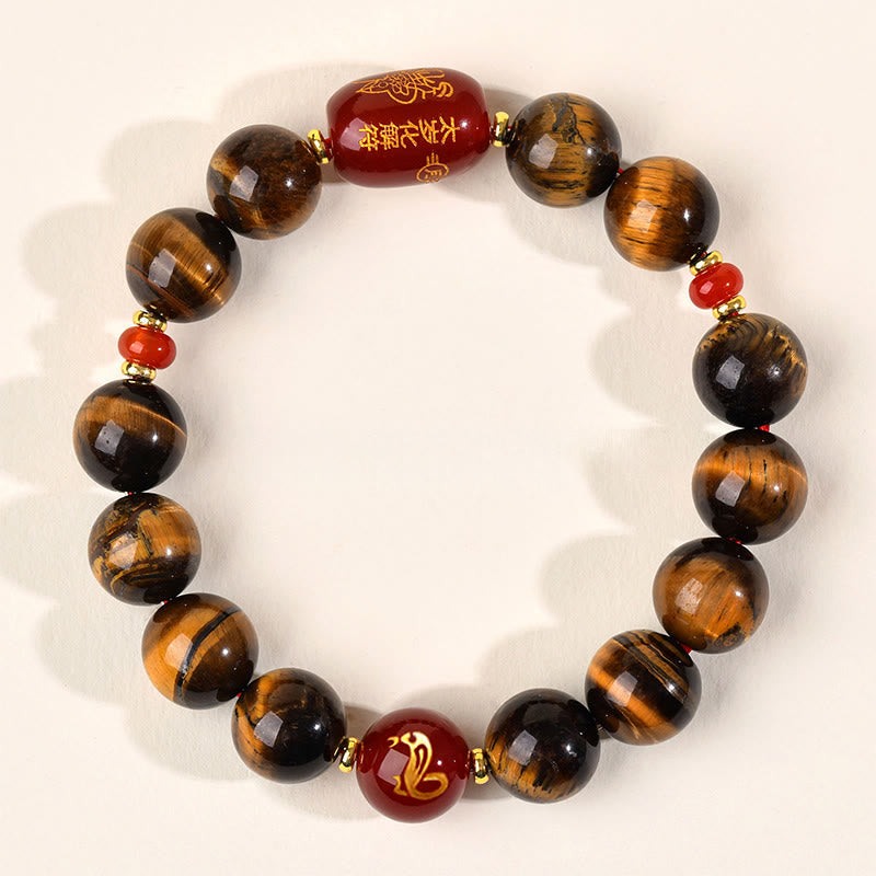 Nimara Ritual 12 Chinese Zodiac Natural Tiger Eye Red Agate Protection Bracelet