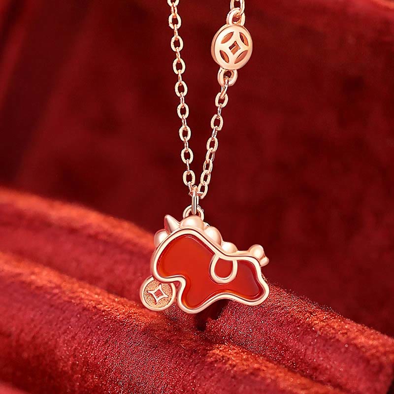 Nimara Ritual 925 Sterling Silver Year Of The Horse Red String Red Agate Coin Charm Luck Bracelet