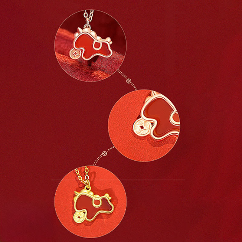 Nimara Ritual 925 Sterling Silver Year Of The Horse Red String Red Agate Coin Charm Luck Bracelet
